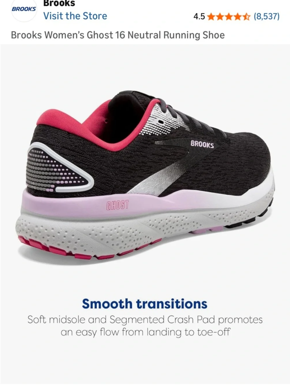 Brooks Ghost 16 Running Shoe - Picture 4 of 5